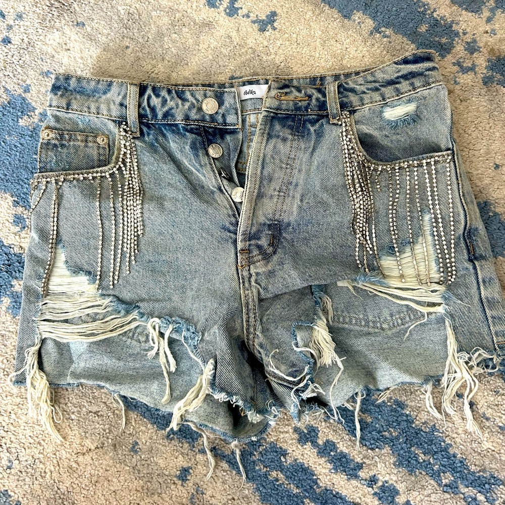 Asume Rhinestone Denim Shorts